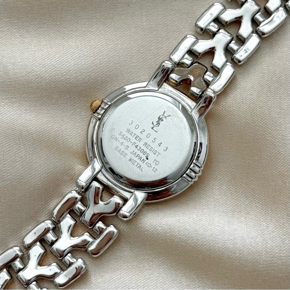 AUTHENTIC VINTAGE YVES SAINT LAURENT TWO-TONED DAINTY WATCH - Picture 8 of 8